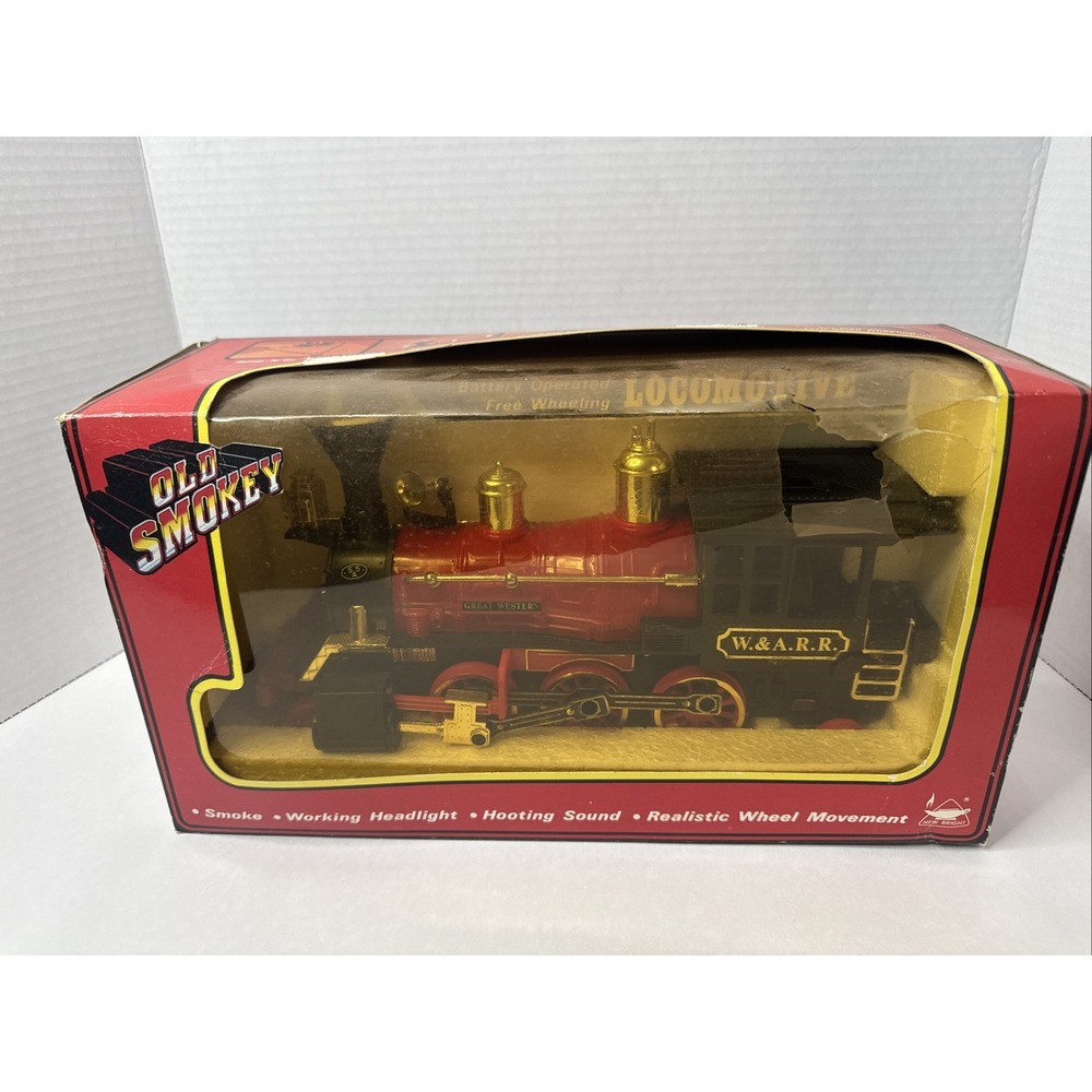 Vintage Old Smokey Battery Operated & Free Wheeling Locomotive In Orig Box Train